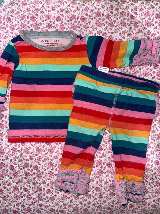Ann Loren Other - AnnLoren Rainbow Stripe Ruffle Outfit Set 6–12M Boutique